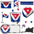 Glossy flags of Santiago de Cuba, Cuba