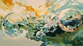Glossy, floating organic shapes create a surreal underwater themed abstract scene, Generated AI