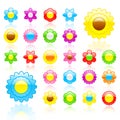 Glossy flower icon set Royalty Free Stock Photo