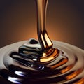 Glossy flowing chocolate jet on a brown background.. High detailed realistic illustration Royalty Free Stock Photo