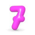 Glossy Fuchsia balloon number Seven. 3d realistic design element. For party