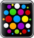 Glossy gadget with colorful circles.