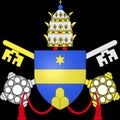 Glossy glass coat of arms of Pope Clement XI, born Giovanni Francesco Albani, was Pope from 23 November 1700 to his death in 1721