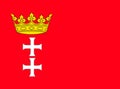 Glossy glass flag and coat of arms of Gdansk