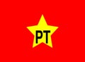 Glossy glass flag of Workers` Party Brazil