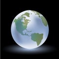 Glossy globe with reflection. World shows USA Royalty Free Stock Photo