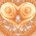 Glossy gold fractal heart Royalty Free Stock Photo