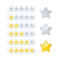 Stars rating panel design template for web. Vector collection of five-star rating panels and stars