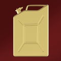 Glossy golden jerry can fuel canisterrender isolated