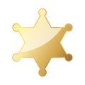 Glossy golden sheriff star. Vector illustration. Royalty Free Stock Photo