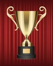 Metallic Trophy, Shiny Golden Cup Vector Image