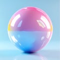 A glossy, gradient-colored balloon pink to blue on a shadowy surface with a soft-focus background blending into the same Royalty Free Stock Photo