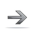 Glossy Gray Arrow Design Element Pointing Rightward Direction Guide Graphic Royalty Free Stock Photo
