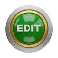 A glossy green button with the word \'EDIT\' in white, surrounded by a metallic silver and gold Royalty Free Stock Photo