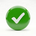A glossy green circle with a white checkmark indicating approval or confirmation Royalty Free Stock Photo