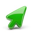 Glossy green computer cursor arrow icon symbol for clicking selection and navigation Royalty Free Stock Photo