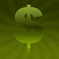 Glossy Green Dollar Sign Symbol