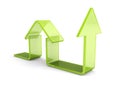 Glossy Green House Icon With Rising Arrow. Real Estate Concept Royalty Free Stock Photo