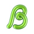 Glossy green letter B uppercase. 3D rendering