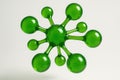 Glossy green molecular structure with connected spheres for science and technology Royalty Free Stock Photo