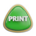 A glossy green triangular button with the word PRINT in bold white letters, outlined in a metallic Royalty Free Stock Photo
