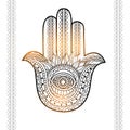 Glossy hand drawn Hamsa symbol.