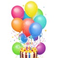 Glossy Happy Birthday Concept with Balloons isolated on white background AI-Generated Royalty Free Stock Photo