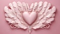 Glossy heart decorated with feathers