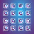 glossy icon pack modern style with circle shape, blue light, set collection design vector Royalty Free Stock Photo