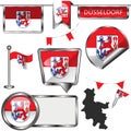 Glossy icons with flag of Dusseldorf, Germany