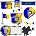 Glossy icons with flag of Santiago, Chile