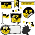 Glossy icons with flag of Stuttgart, Germany Royalty Free Stock Photo