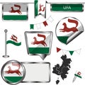 Glossy icons with flag of Ufa Royalty Free Stock Photo