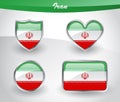 Glossy Iran flag icon set