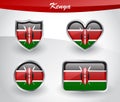 Glossy Kenya flag icon set