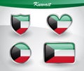 Glossy Kuwait flag icon set