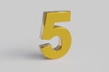 Letter number Five 3D render gold font with silver outline isolated white background. Clipping path Royalty Free Stock Photo