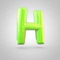 Glossy lime paint alphabet letter H uppercase isolated on white background