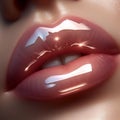 A glossy lip effect, Ai generated image Royalty Free Stock Photo
