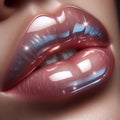 A glossy lip effect, Ai generated image Royalty Free Stock Photo