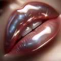 A glossy lip effect, Ai generated image Royalty Free Stock Photo