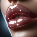 A glossy lip effect, Ai generated image Royalty Free Stock Photo