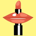 Glossy lips and red lipstick (rouge).