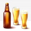 Beer bottle and weizen glasses with beer vector Royalty Free Stock Photo