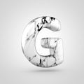 Glossy marble alphabet letter G uppercase isolated on white background.