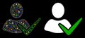 Flare Mesh 2D Approve User Icon with Flare Spots Royalty Free Stock Photo