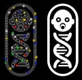 Glowing Mesh 2D Baby Genome Icon with Flash Spots
