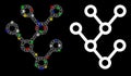 Glossy Mesh Carcass Binary Tree Icon with Flash Spots Royalty Free Stock Photo