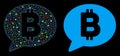 Flare Mesh Network Bitcoin Message Icon with Flash Spots Royalty Free Stock Photo