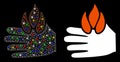 Flare Mesh 2D Burn Hand Icon with Flare Spots Royalty Free Stock Photo